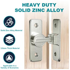 Barn Door Lock Hardware, 90 Degree Heavy Duty Gate Latches Flip Latch Safety Door Bolt Latch Lock, Barn Sliding Door Latch Lock Suitable for Garden, Bathroom, Outdoor, Garage (Nickel(2pcs))