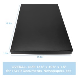 Lineco Museum Archival Storage Box, 13.75x19.75x1.5 in. Drop Front Design. Acid-Free with Metal Edge. Organize Photos, Pictures, Prints, Documents, Crafts, DIY. Black, 2 Pack