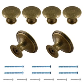 Cionyce 6 Pcs Brass Cabinet Knobs Metal Drawer Knobs Round Dresser Handle Knobs 1.18" Diameter Kitchen Cabinet Knobs Hardware(with Mounting Screws)