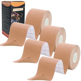 ANAMPION Kinesiology Tape (3 Rolls, 5 cm x 5 m) Kinesiology Tape Waterproof Kinesio Tape and Sports Tape for Sports for Muscles Shin Splints Ankle Knee Shoulder (Skin Colour)