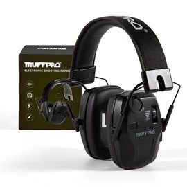Muffpro Shooting Ear Protection Electronic Shooting Earmuffs Hearing Protection, NRR 22dB Noise Reduction Headphones for Hunting Black