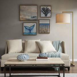 Madison Park Seascape Wall Art-Coastal Theme Complete Set Modern 4 Piece Home Painting Gel Coat Canvas, Living Room Décor, Multi-sizes, Blue