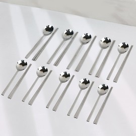 Queensense Stainless Steel Cutlery Set 10-Person Charming Plain Home Commercial Restaurant Catering Group Korean Tableware Spoons Chopsticks / 퀸센스 스텐 수저 세트 10인 챠밍 민짜 가정 업소용 식당 급식 단체 한식 식기 숟가락 젓가락