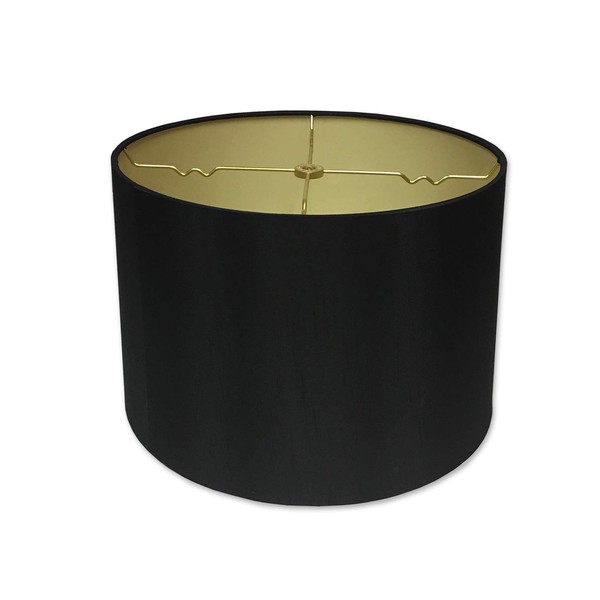 Royal Designs HB-610-12BLK/GL Shallow Drum Hardback Lamp Shade, 11 x 12 x 8.5, Black