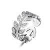 Fuqimanman2020 Adjustable Dainty Gold Plated CZ Leaf Open Ring Cubic