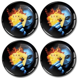Biomar Labs® 4 x 55mm 3D Domed Car Wheel Centre Rims Hub Joker Poker Card Stickers Decals For Caps Vehicle Auto Tuning Emblem A 2855