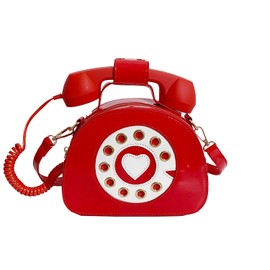 Oweisong Fun Telephone Purse for Women Novelty Phone Tote Handbags Top Handle Shoulder Crossbdoy Bag Red