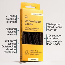 Adventure Andy Unbreakable Boot Laces Heavy Duty - Work boot laces that stay tied. Hiking boot laces that won't break. Tougher than Kevlar boot laces. Shoe laces for boots (Black, 63" (160cm))