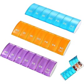 Tablettenbox 7 Tage, Wefaly 3 Stück Pillendose 7 Tage Tablettenteiler Medikamenten Aufbewahrung Pillenbox Wiederverwendbare Medikamentenbox 7 Tage Pillendose Klein für Unterwegs Aufbewahrung