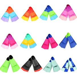Fanwill Kids Swim Fins,Short Comfortable Flippers for Lap Swimming and Training for Adults,Women,Men (Blue&Acid Lime, X-Large)