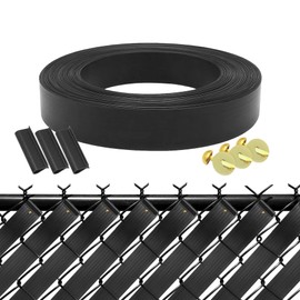 XKMT- Black View Blocking Privacy Tape Weave w/bracket and Gold Fastener For Chain Link Fence 75m/250 ft Roll UV Resistant [P/N: ET-HOME014+15+16-BK]