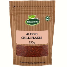 Aleppo Chilli Flakes 250g by Hatton Hill | Pul Biber, Semi-Dried Red Pepper, Crushed, Middle East Cuisine, Mildly Hot, Marash Pepper