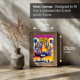 COLORDEMY 2-in-1 Paint by Numbers Kit - Rolled Canvases (20x25cm & 20x20cm), 16 Colours, Brushes & Paints Included - Fun for Adults & Kids, Perfect for Parties or Group Painting (Tiger Design)