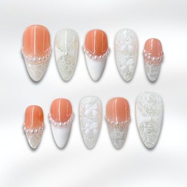 NailPhoria｜SURPRISE DEAL Collections (70 Styles) acrylic press nails:_Lace Poème_M
