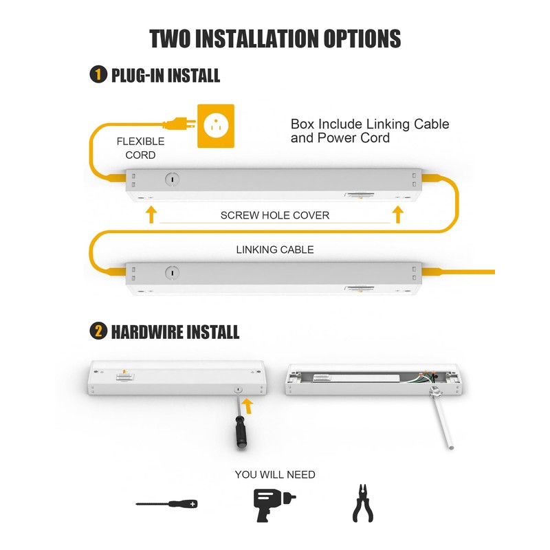 Hardwired Under Cabinet Lighting, 12 inch 3CCT with Triac Dimmable,