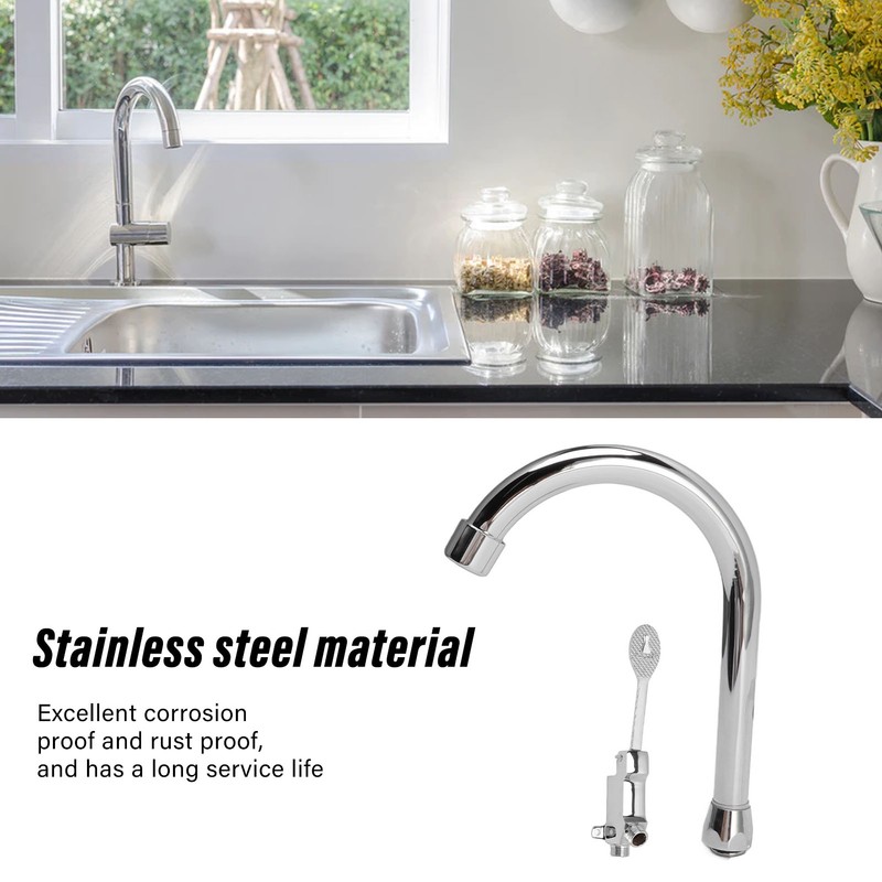 Foot Pedal Faucet Set Stainless Steel Hands Free Silver Touchless