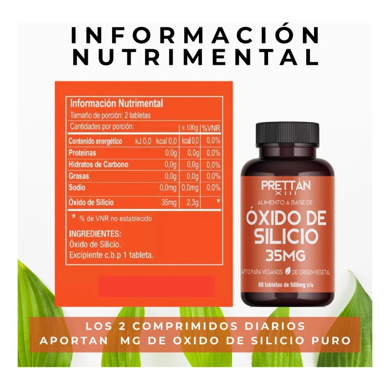 Suplemento Oxido De Silicio Prettan 60 Capsulas 500mg Sin Sabor
