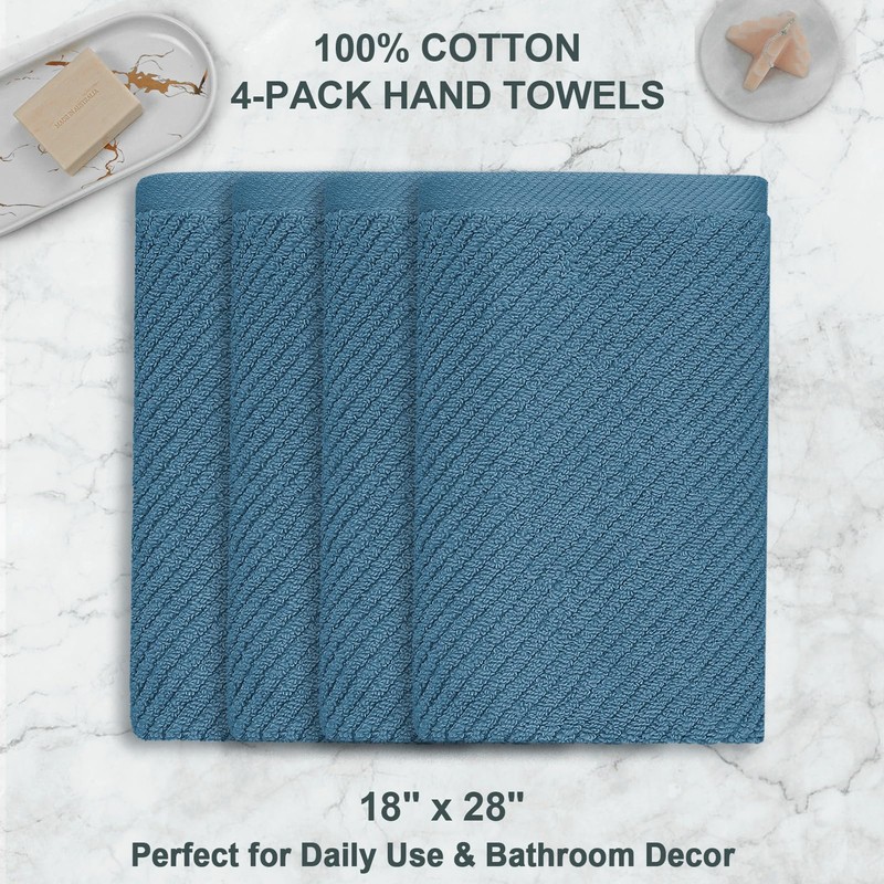 Hand Towels for Bathroom Set of 4, Large 18" x