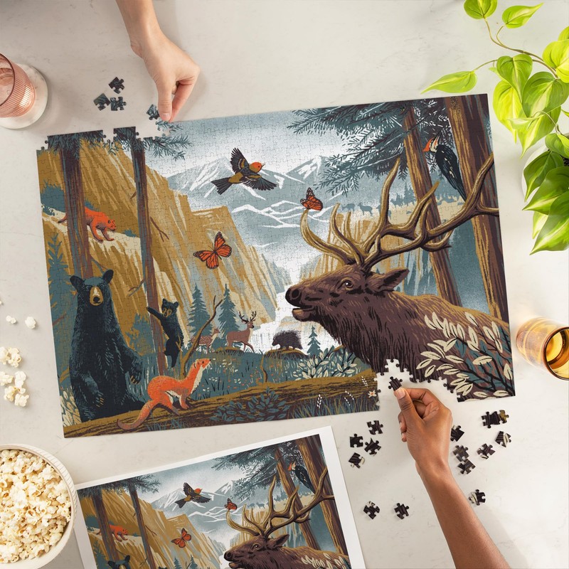 Lantern Press 1000 Piece Jigsaw Puzzle, Wildlife Utopia, Forest