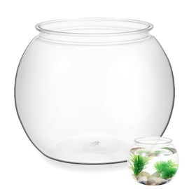 POPETPOP Acrylic Fish Bowl 8-Inch Transparent Round Fish Tank for Desktop Decor Multi-Function Aquarium Bowl Suitable for Small Goldfish and Betta