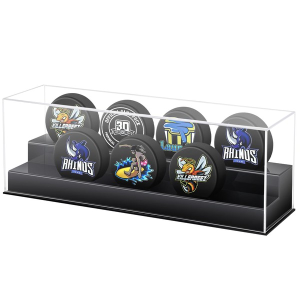 Reallnaive Acrylic Hockey Puck Display Case Clear Holder Holds 7