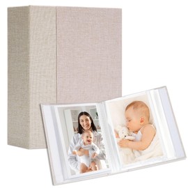 Hiwhy Linen 4x6 Photo Album 2 Packs, Each Hardcover Small Insert Bookshelf Photo Albums for 52 Photos, Ideal for Kids Wedding Travel, Beige
