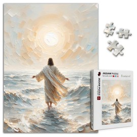 Christian Puzzles for Adults 500 Pieces Jesus Walking on Water Jigsaw Puzzles Religious Easter Puzzles as Home Decor