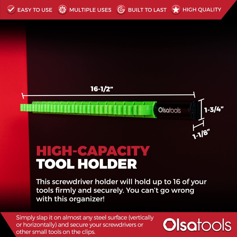 Olsa Tools Magnetic Screwdriver Organizer | Professional Quality Tool Organizer