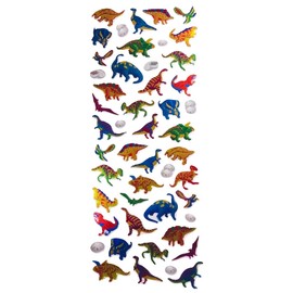 Greenbrier Laser Sticker Strips ~ Dinosaurs of All Shapes and Sizes and Eggs (49 Stickers, 1 Sheet)