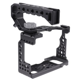 Hersmay A7III Cage with Top Handle, A9 Camera Cage for Sony A7III / A7RIII /A9 /A7II Mirrorless Camera, Multiple 1/4" 3/8" Screw Holes for Vlogging Video Shooting Filmmaking Rig