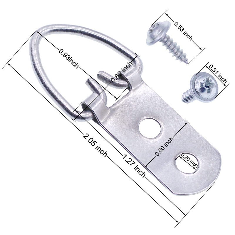 Heavy Duty D Ring Picture Hangers with Screws, Large Wide
