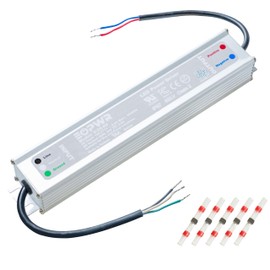 EOPWR LED Driver 60W Waterproof IP67 Power Supply AC120-277V to 24V DC Low Voltage Transformer Adapter Constant Voltage for LED Strip UL CE TAA (24V 60W)