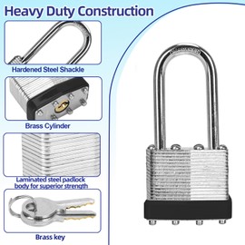 Padlocks with Same Key, LQYN 48 Pcs Laminated Keyed Padlock (1-9/16", 40mm), Keyed Alike Locks, Long Shackle, for Storage Locker, Hasp Latch, Toolbox, Sheds