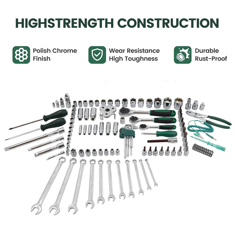 Dawot 124pcs Socket and Drive Tool Set, Mechanics Tools Kit