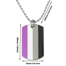 Sinwinkori Asexual Pride Dog Tag Pendant Necklace Fashion Jewellery 60cm Ball Chain Valentines Day Birthday Gift for Couples
