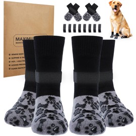Non-Slip Dog Socks for Hot/Cold Pavement and Hardwood Floors - Prevents Licking and Slipping, and Provides Dog Paw Protection Dog Grip-Enhanced Shoes & Boots for Small,Medium,Large and Senior Dogs