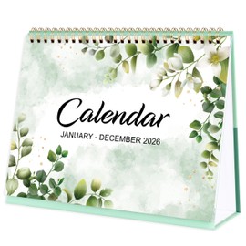 2026 Desk Calendar - Standing Flip 2026 Desktop Calendar with Thick Paper, January 2026 - December 2026, 25.5 x 20.5 x 8 cm, Twin-Wire Binding, Large Unruled Blocks, green