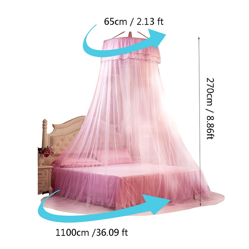 Breathable Round Canopy Lace Princess Style Mosquito Net Bed Curtain