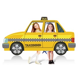 Taxi Photography Backdrop Decoration Yellow Cab Shaped Photo Backdrop NYC Party Decoration Car Photo Booth Props for Birthday Car Theme Party