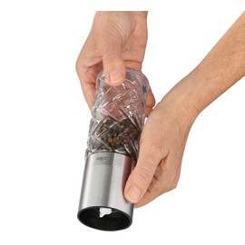 Cilio Cristallo Glass/Stainless Steel Salt or Pepper Mill, Stainless Steel, 2" by 6.7" H - Salt Pepper Grinder - Pepper Mill Grinder - Salt Shakers Kitchen - Pepper Grinders Refillable - Spice Mill