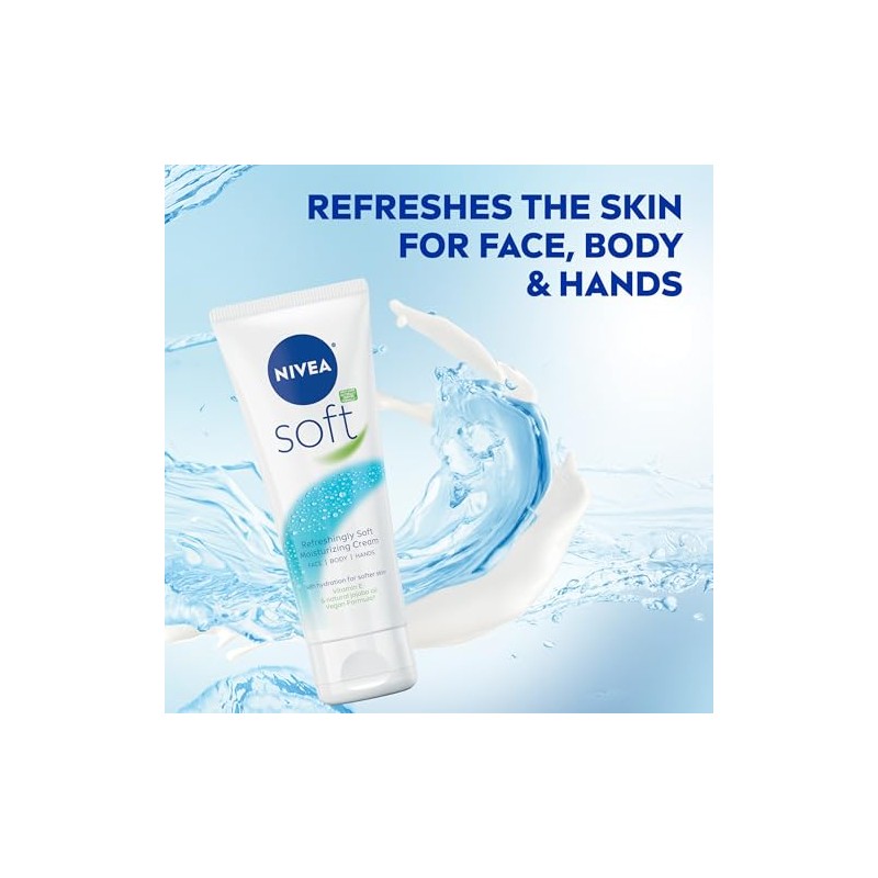 NIVEA NIVEA Soft Refreshingly Soft Moisturizing Cream, Lightweight Moisturizer for