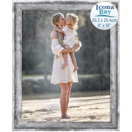 Icona Bay 10x8 Azure Grey Picture Frame, Cape Cod Style 10 x 8 Photo Frame, Table Top or Wall Mount, Bayou Collection