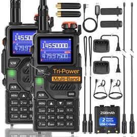 BAOFENG K5Plus Ham Radio Handheld,Walkie Talkies Long Range NOAA Weather Receiver High Power Two-Way Radio with One Click Frequency, USB-C Charging Full Kit,2Pack