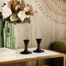 Rely+ Black Candle Holder Set of 2 - Decorative Taper Candles for Candlesticks - Candle Stick Candle Holder -Candlestick Holders for Taper Candles - Modern Candle Holders for Dinner, Party