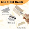 MultiValue 2-in-1 Flea Comb for Dogs Cats, Stainless Steel Cat