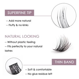 Lash Clusters 144 Pcs Individual Lashes DIY Eyelash Extensions 10-16mm Length Reusable Soft Natural False Eyelashes Thin Band Lash Extension Kit for Makeup at Home - OP17