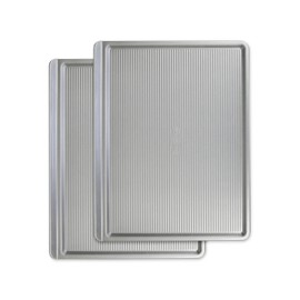 USA Pan Bakeware Cookie Sheet, Warp Resistant Nonstick Baking Pan, Made in the USA from Aluminized Steel, Large Set of 2