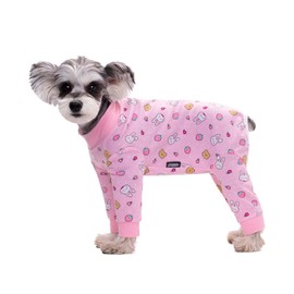 BT Bear Elastic Onesie for Small Dogs, Protect Joints, Anti Hair, Anti Licking, Wound Protection, Puppy Pajamas PJS Dog Suit for Small Medium Dogs (L, Pink Rabbit)