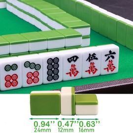 LANYOTA Travel Mini Mahjong Set 24mm, 4 Racks, Traditional Chinese Mahjong Portable 144 Tiles with Portable Case,0.94 inch Mah-Jong with 2 Dices (24x16x12mm)