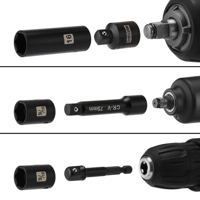 49 Pieces 3/8" Drive Impact Socket Set, 5/16"-3/4", 8-22MM, SAE/Metric,